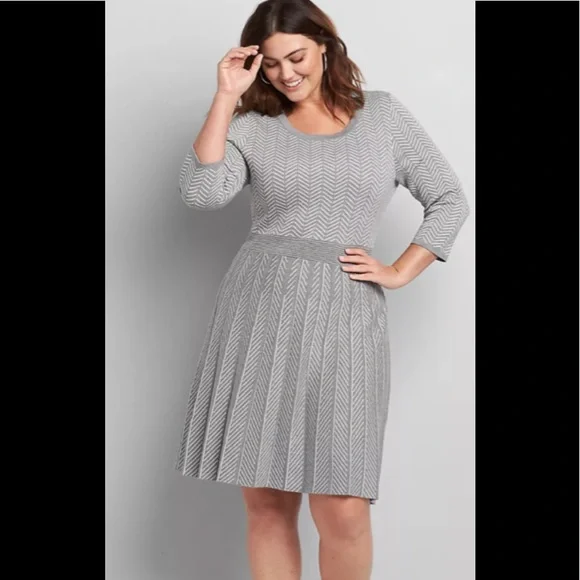 slim fit dress slacks Morais Puff Sleeve Off Shoulder Fit and Flare Sweater Dress Grey– Selfie  Leslie main image 0